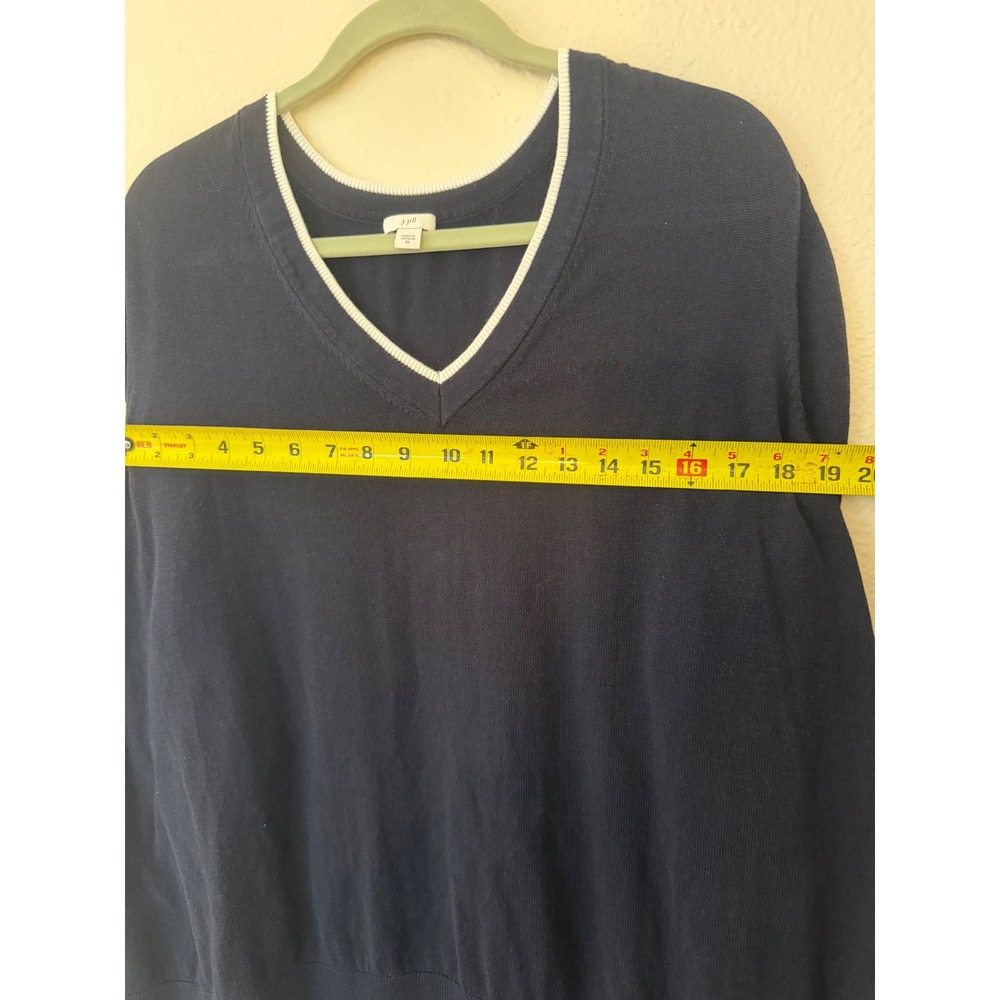 J. Jill Navy Blue V-Neck Cotton Rayon Puffed Sleeve Sweater 3X Plus Size - Picture 8 of 11